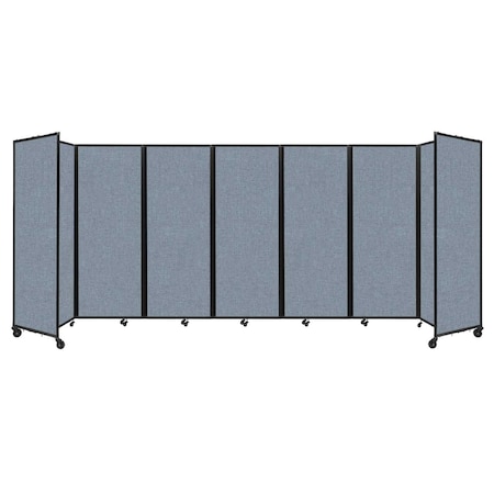 Versare Room Divider 360 Folding Portable Partition 19'6" x 7'6" Powder Blue Fabric 1190704